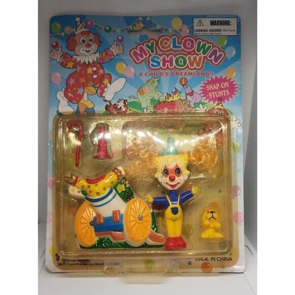 My Clown Show Snap On Stunts Toy Figure Unopened Vintage Rare! New In Package - Picture 2 of 10